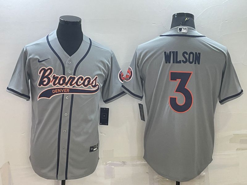 Men Denver Broncos #3 Wilson Grey 2022 Nike Co branded NFL Jersey1->cincinnati bengals->NFL Jersey